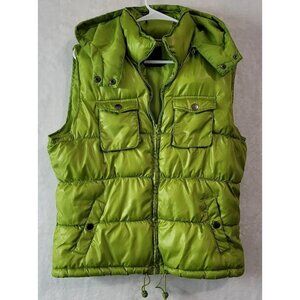 Faded Glory Women's Size Large (12-14) Sweet Pea Green Puffer Vest Hooded